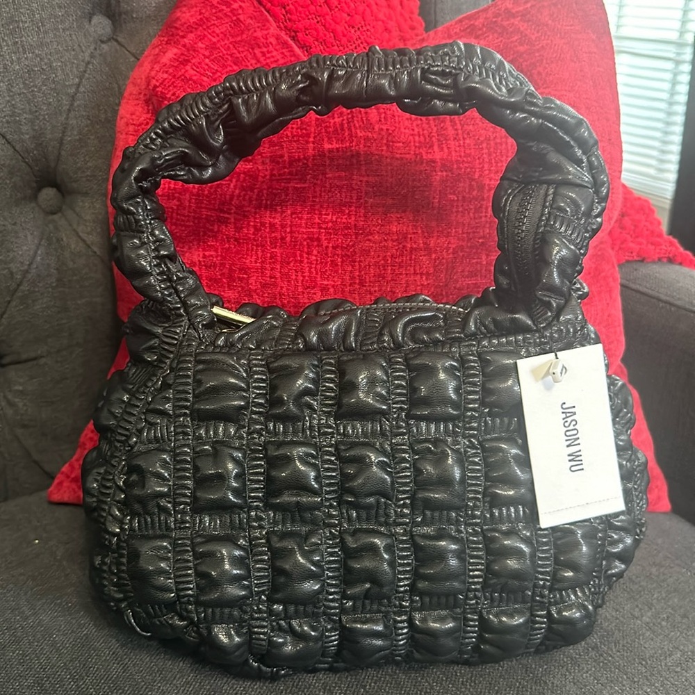NWT Jason Wu Quilted Vegan Quilted Leather Black puffer Shoulder Bag